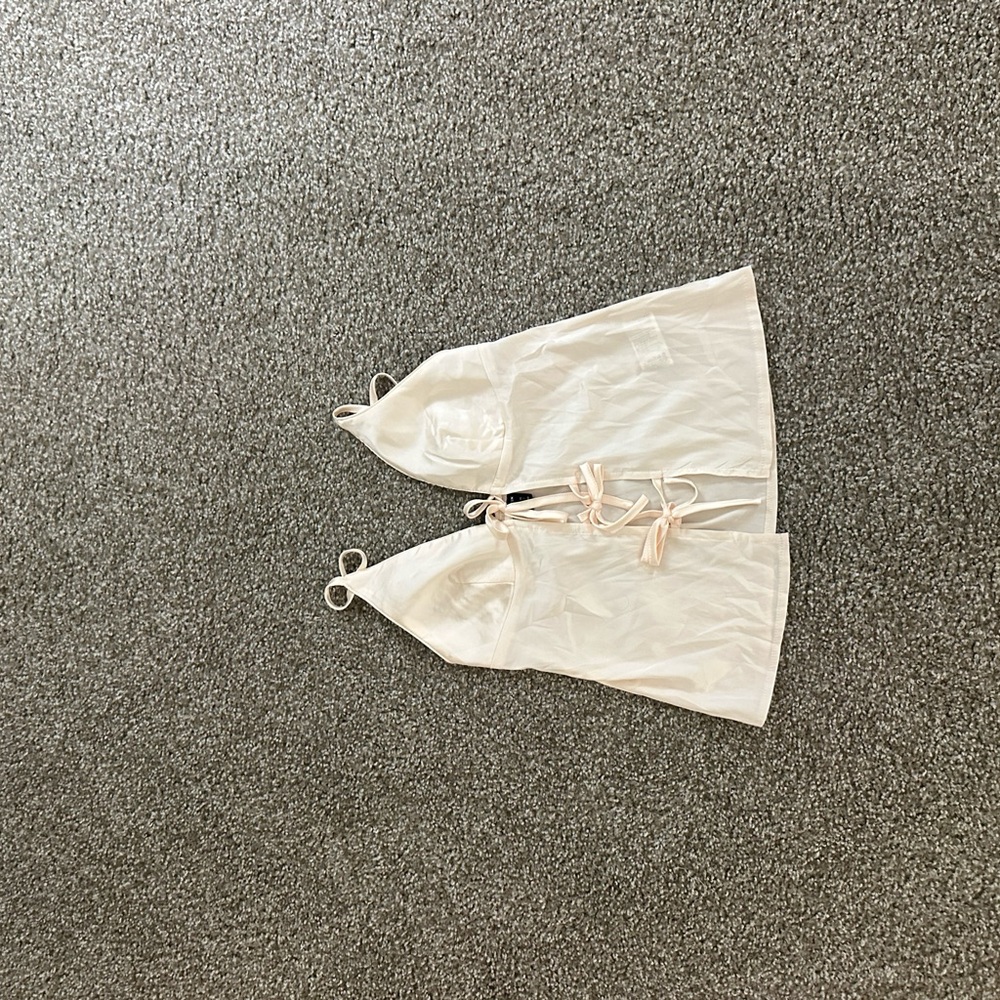 SHEIN Cream Satin Top with Bow Detail